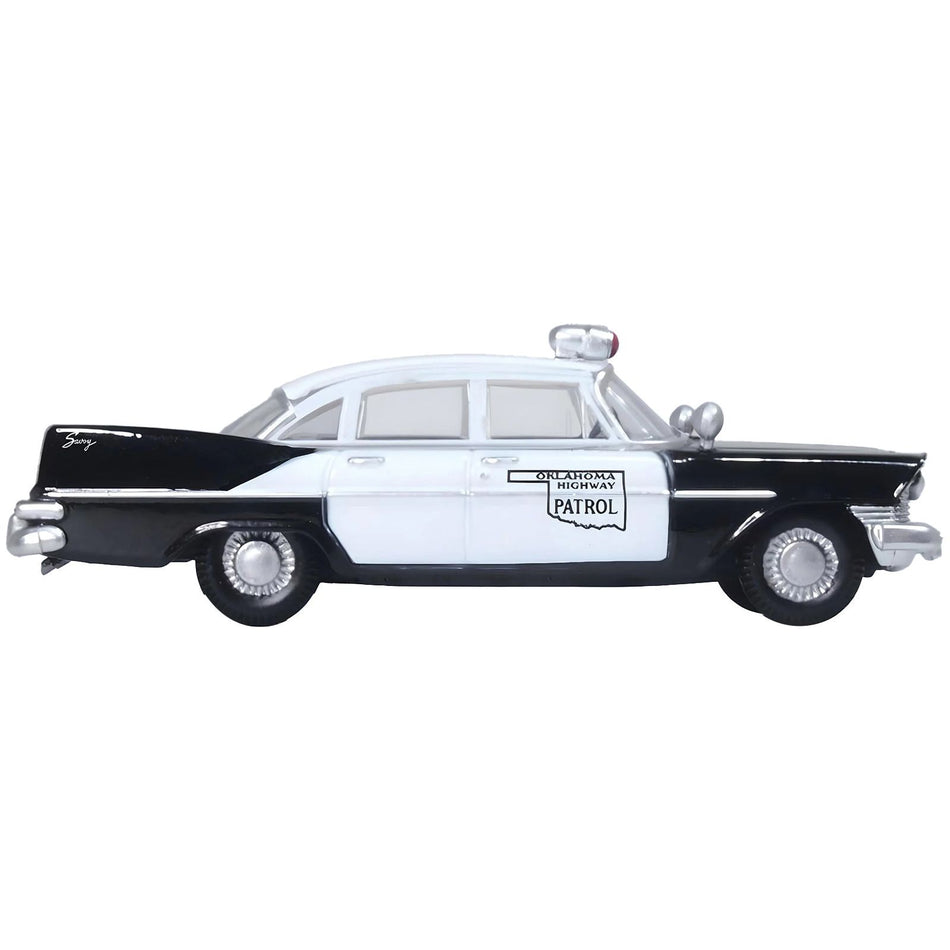 1959 Plymouth Savoy Black and White "Oklahoma Highway Patrol" 1/87 (HO) Scale Diecast Model Car by Oxford Diecast