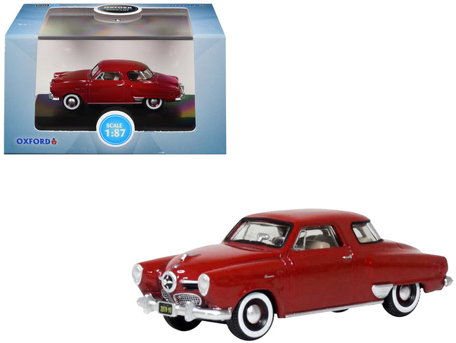 1950 Studebaker Champion Starlight Coupe Commanche Red 1/87 (HO) Scale Diecast Model Car by Oxford Diecast