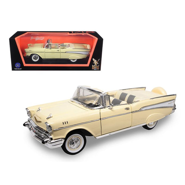 1957 Chevrolet Bel Air Convertible Cream 1/18 Diecast Model Car by Road Signature