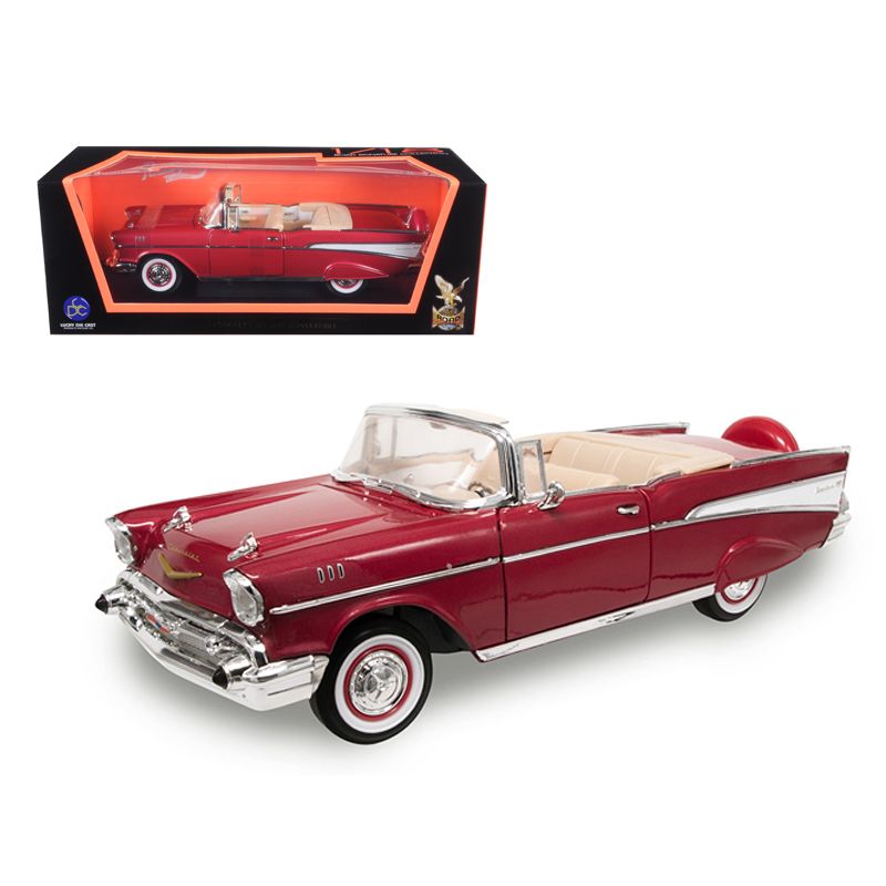 1957 Chevrolet Bel Air Convertible Red 1/18 Diecast Model Car by Road Signature 