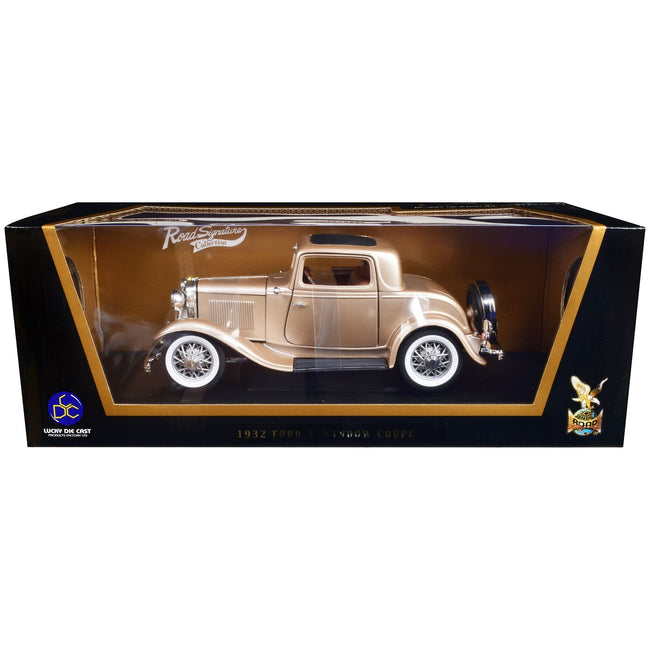 1932 Ford 3 Window Coupe Gold 1/18 Diecast Model Car by Road Signature Diecast Road Signature