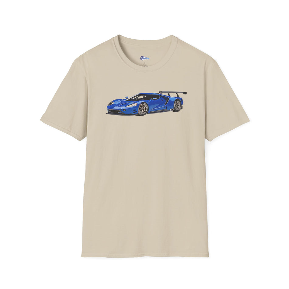 Modern Vector Art Style Blue Ford GT Le Mans Race Car T-Shirt