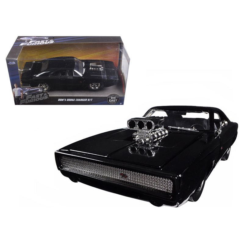 Dom's 1970 Dodge Charger R/T Black "Fast & Furious 7" (2015) Movie 1/24 Diecast Model Car by Jada