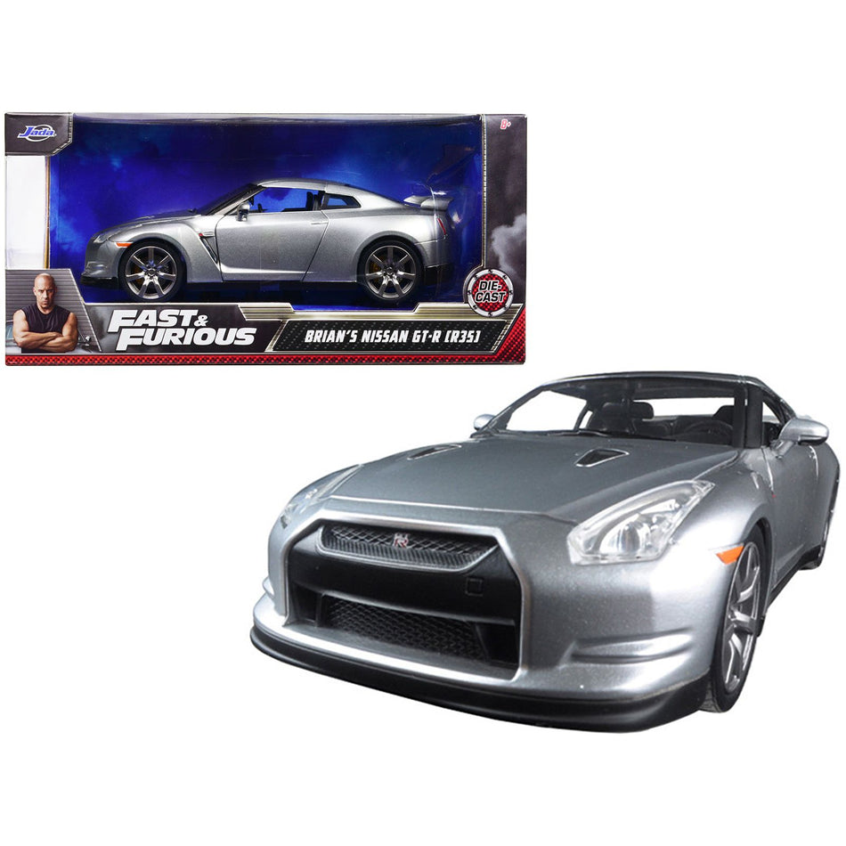 Brian's Nissan GT-R (R35) Silver "Fast & Furious" Movie 1/24 Diecast Model Car by Jada