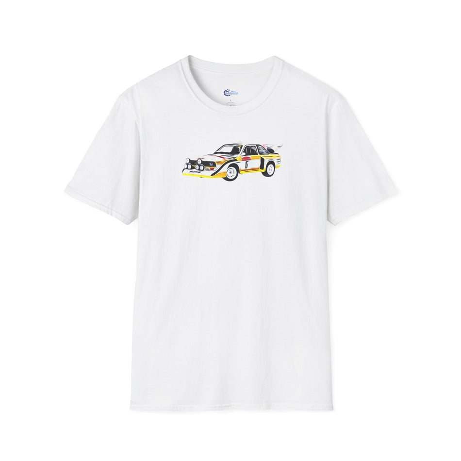 Audi Quattro S1 #5 W. Roehrl - Ch. Geistdoerfer Winner Rally San Remo (1985) Underpainting Graphic - Unisex T-Shirt