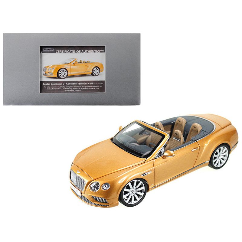 2016 Bentley Continental GT Convertible LHD Sunburst Gold 1/18 Diecast Model Car by Paragon