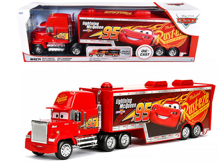 Mack Tractor Truck with Hauler Red "Disney & Pixar Cars" Movie "Hollywood Rides" Series Diecast Model Car by Jada