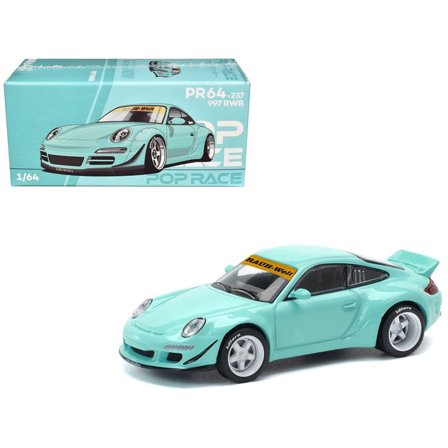 997 RWB Light Blue 1/64 Diecast Model Car by Pop Race-Pop Race-ModelCars.com