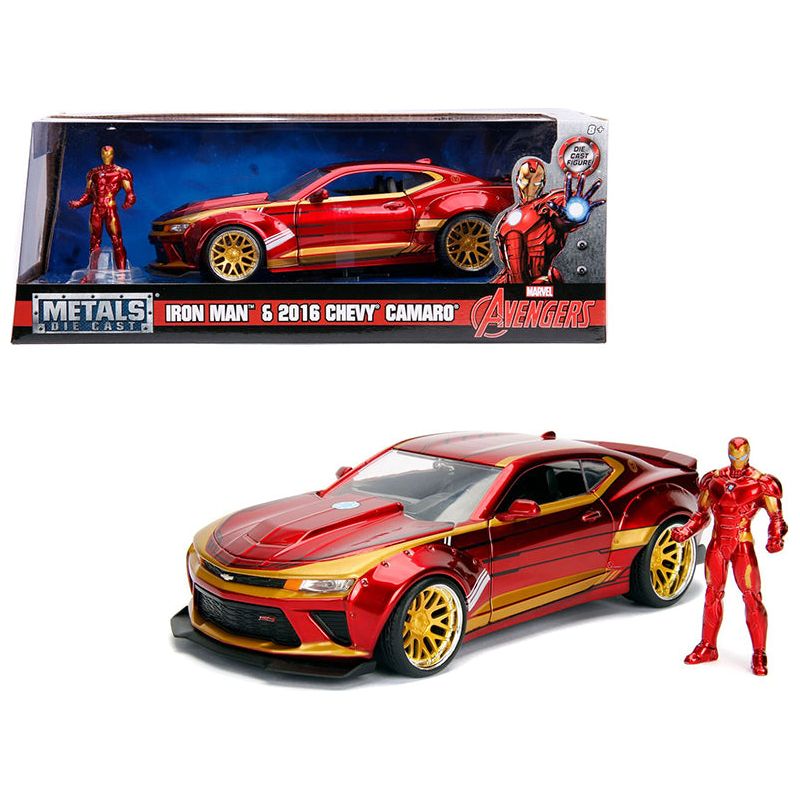 2016 Chevrolet Camaro with Iron Man Diecast Figure "Marvel" Series 1/24 Diecast Model Car by Jada