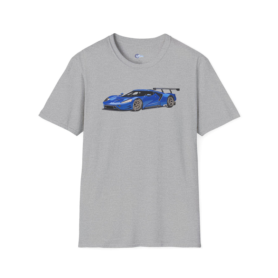 Modern Vector Art Style Blue Ford GT Le Mans Race Car T-Shirt