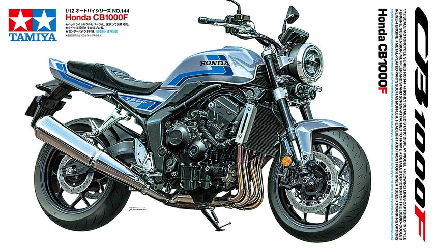 Model of a blue and gray Honda CB1000F motorcycle.