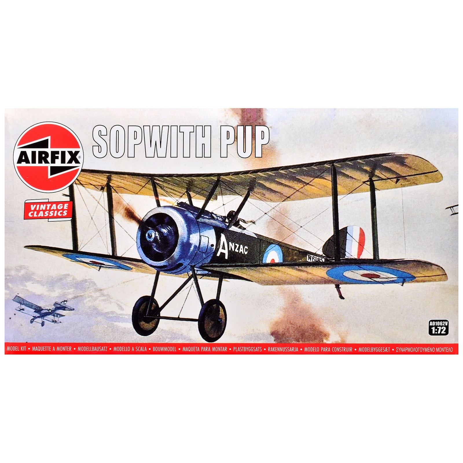 Level 1 Model Kit Sopwith Pup Fighter Aircraft 1/72 Plastic Model Kit by Airfix