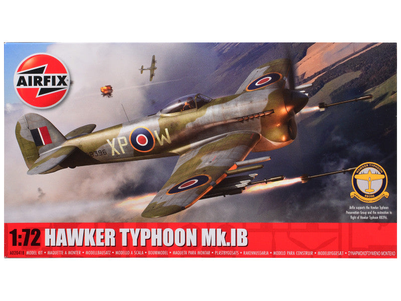 Level 1 Model Kit Hawker Typhoon Mk.IB Aircraft with 2 Scheme Options 1/72 Plastic Model Kit by Airfix