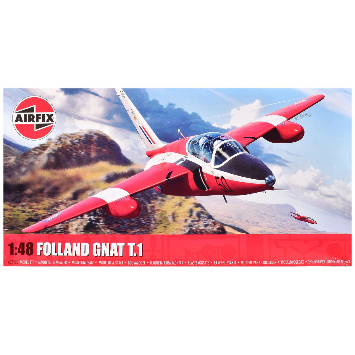Level 2 Model Kit Folland Gnat T.1 Fighter Aircraft with 2 Scheme Options 1/48 Plastic Model Kit by Airfix
