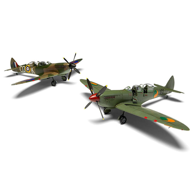Level 2 Model Kit Supermarine Spitfire Tr.9 Fighter Aircraft with 2 Scheme Options 1/48 Plastic Model Kit by Airfix