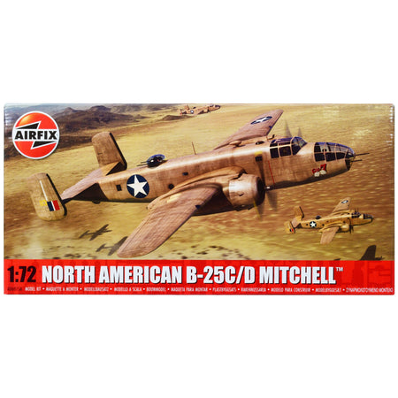 Level 3 Model Kit North American B-25C/D Mitchell Bomber Aircraft with 2 Scheme Options 1/72 Plastic Model Kit by Airfix