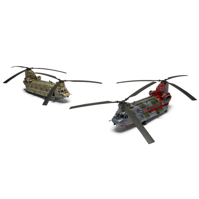 Level 3 Model Kit Boeing Chinook HC.1 (Late Production) Helicopter with 2 Scheme Options 1/72 Plastic Model Kit by Airfix