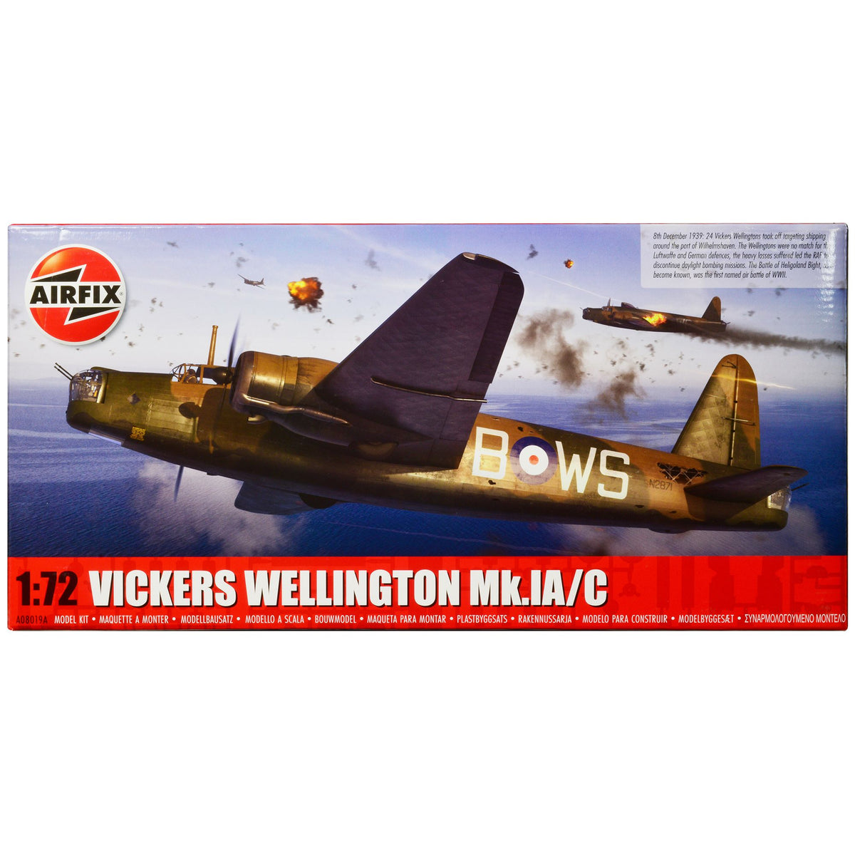 Level 3 Model Kit Vickers Wellington Mk.IA/C Bomber Aircraft with 2 Scheme Options 1/72 Plastic Model Kit by Airfix