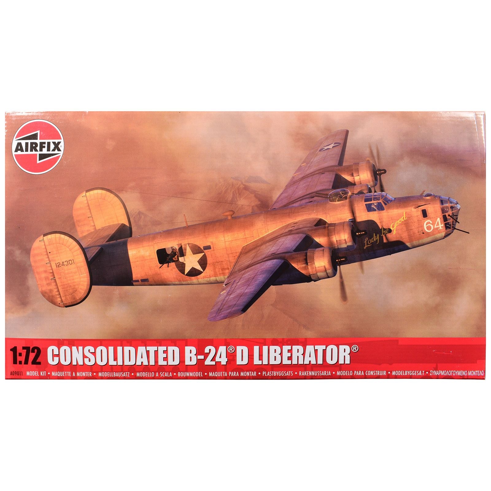 Level 3 Model Kit Consolidated B-24D Liberator Bomber Aircraft with 2 Scheme Options 1/72 Plastic Model Kit by Airfix
