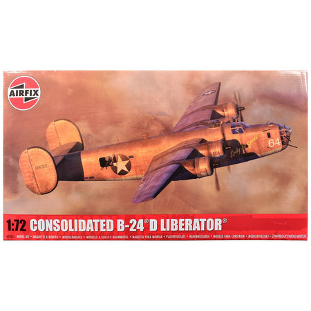 Level 3 Model Kit Consolidated B-24D Liberator Bomber Aircraft with 2 Scheme Options 1/72 Plastic Model Kit by Airfix