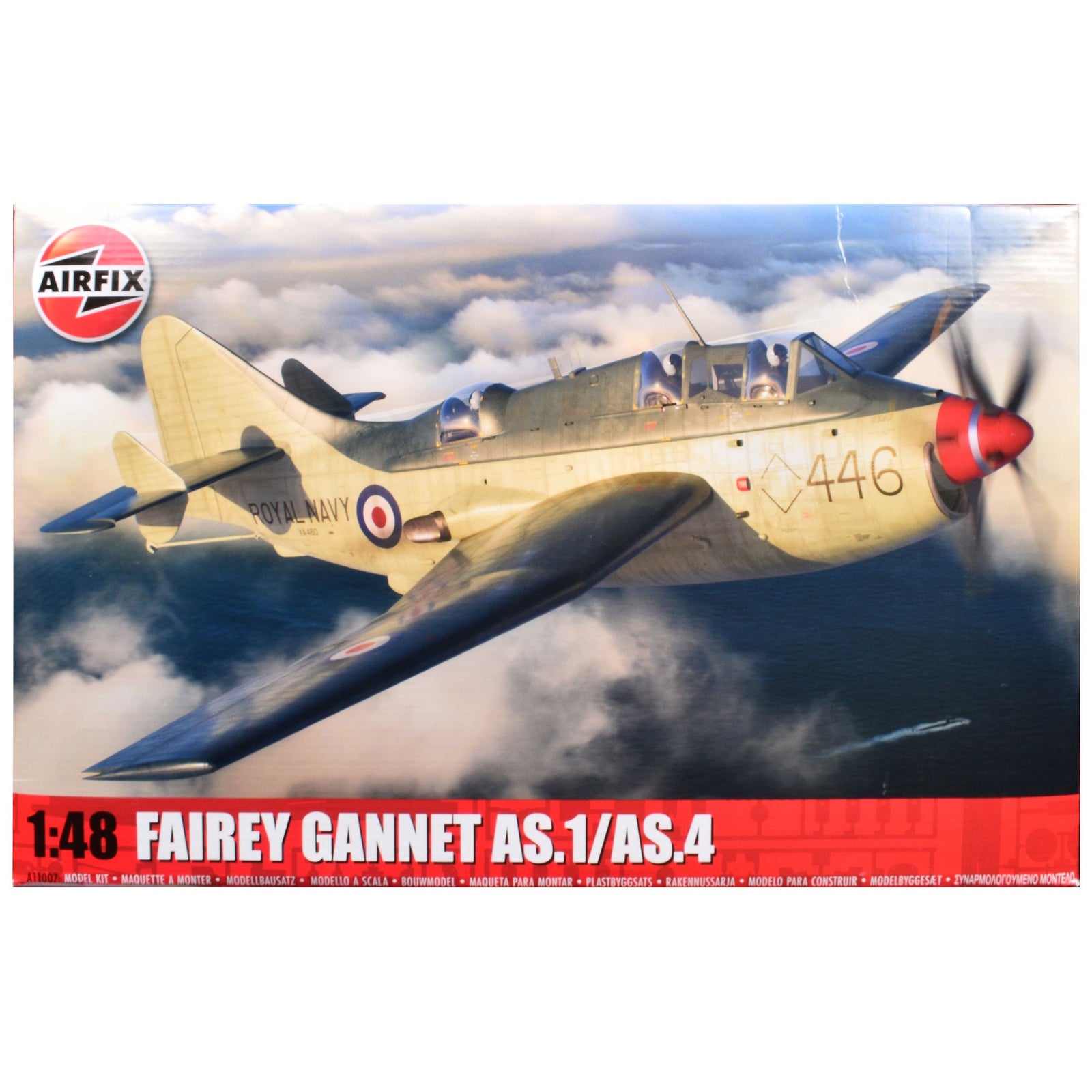Level 4 Model Kit Fairey Gannet AS.1/AS.4 Aircraft with 3 Scheme Options 1/48 Plastic Model Kit by Airfix
