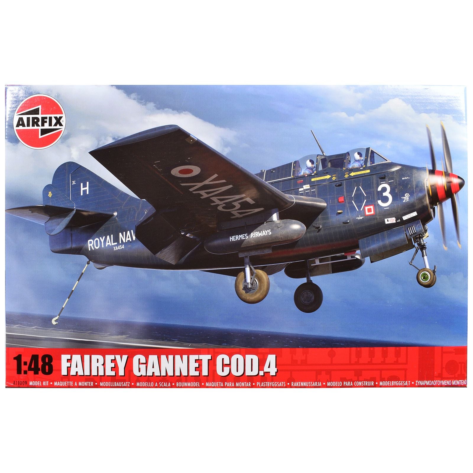 Level 4 Model Kit Fairey Gannet COD.4 Aircraft with 3 Scheme Options 1/48 Plastic Model Kit by Airfix