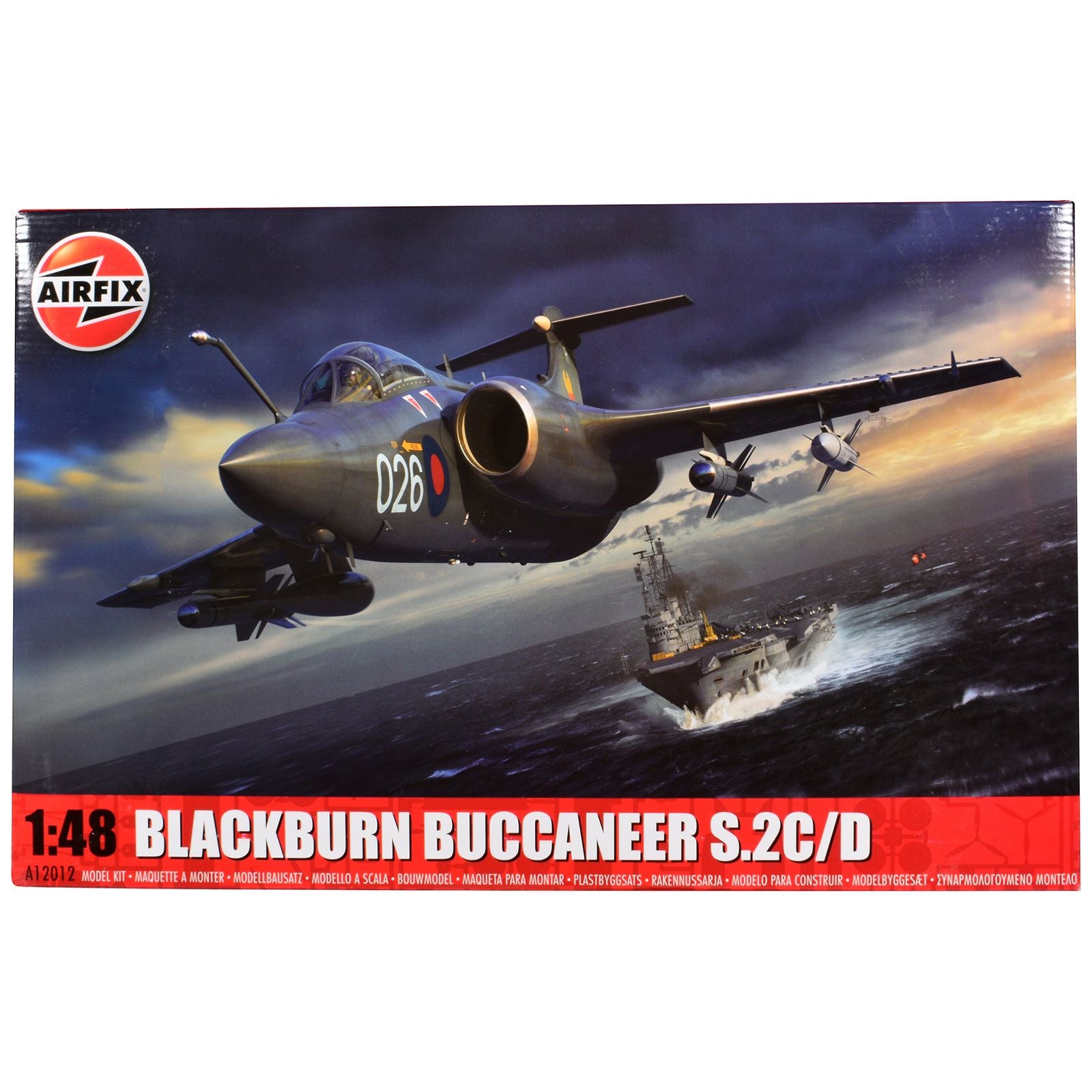 Level 4 Model Kit Blackburn Buccaneer S.2C/D Attack Aircraft with 4 Scheme Options 1/48 Plastic Model Kit by Airfix