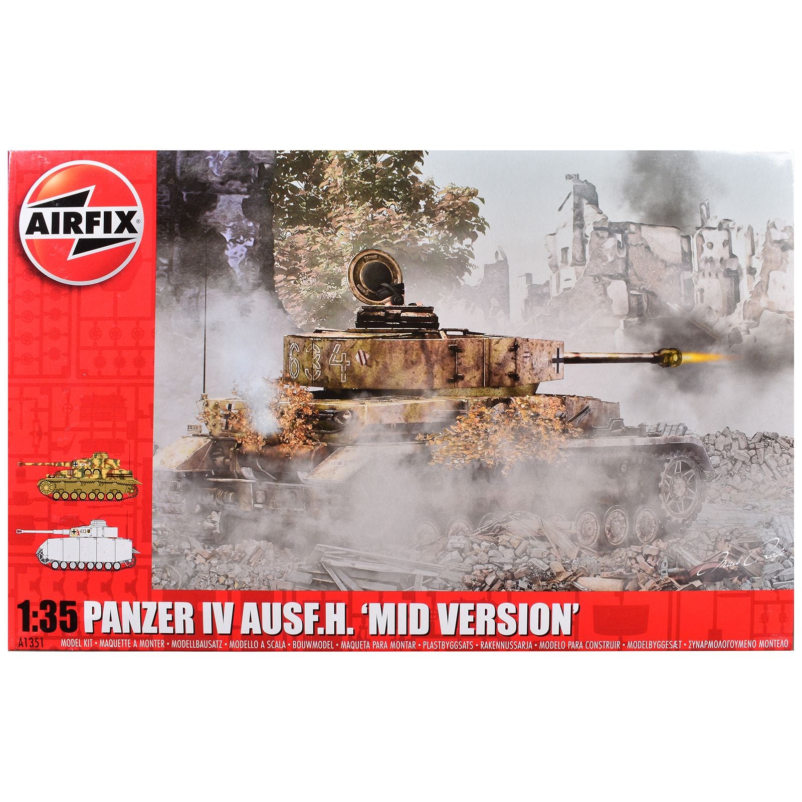 Level 3 Model Kit Panzer IV Ausf.H "Mid Version" Tank with 2 Scheme Options (Level 3) 1/35 Plastic Model Kit by Airfix
