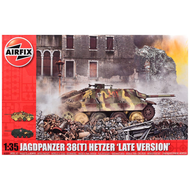 Level 3 Model Kit Jagdpanzer 38(t) Hetzer "Late Version" Tank with 2 Scheme Options (Level 3) 1/35 Plastic Model Kit by Airfix