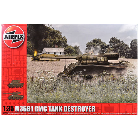 Level 3 Model Kit M36B1 Gun Motor Carriage (GMC) Tank Destroyer with 2 Scheme Options 1/35 Plastic Model Kit by Airfix
