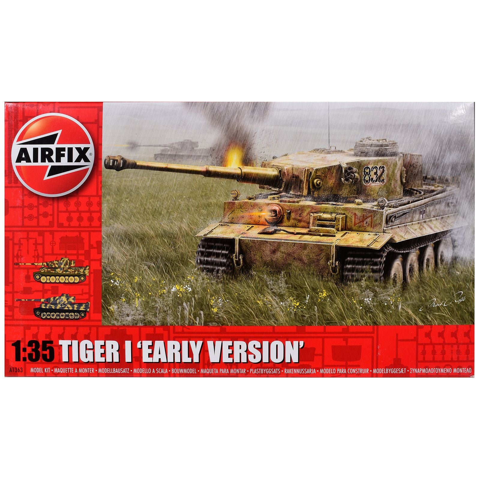 Level 3 Model Kit German Tiger I "Early Version" Tank with 2 Scheme Options 1/35 Plastic Model Kit by Airfix