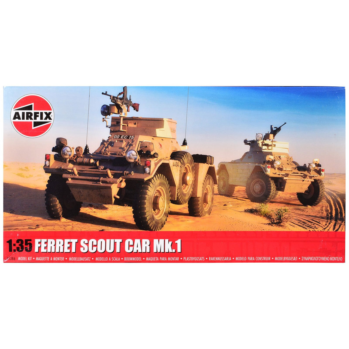 Level 2 Model Kit Ferret Scout Mk.1 Armored Car with 3 Scheme Options 1/35 Plastic Model Kit by Airfix