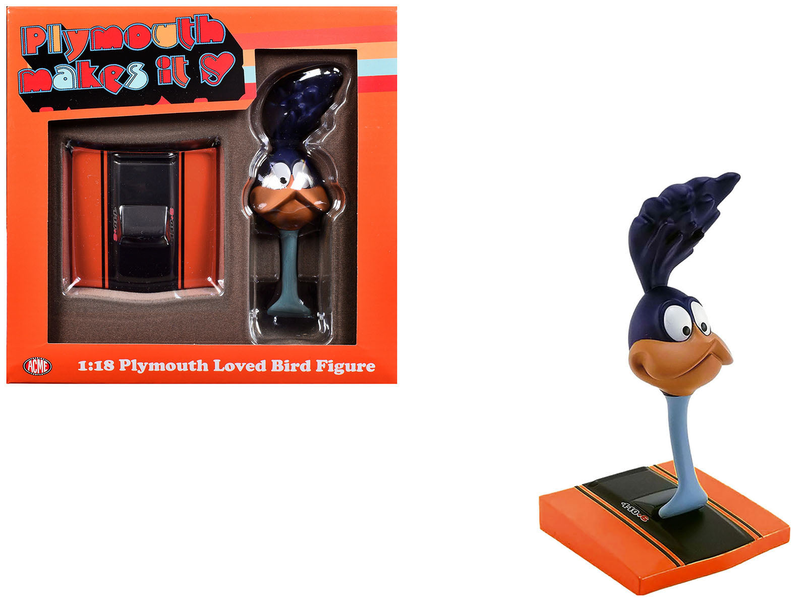 Plymouth Loved Bird Figure with Vitamin C Orange Hood Stand 1/18 Model by ACME