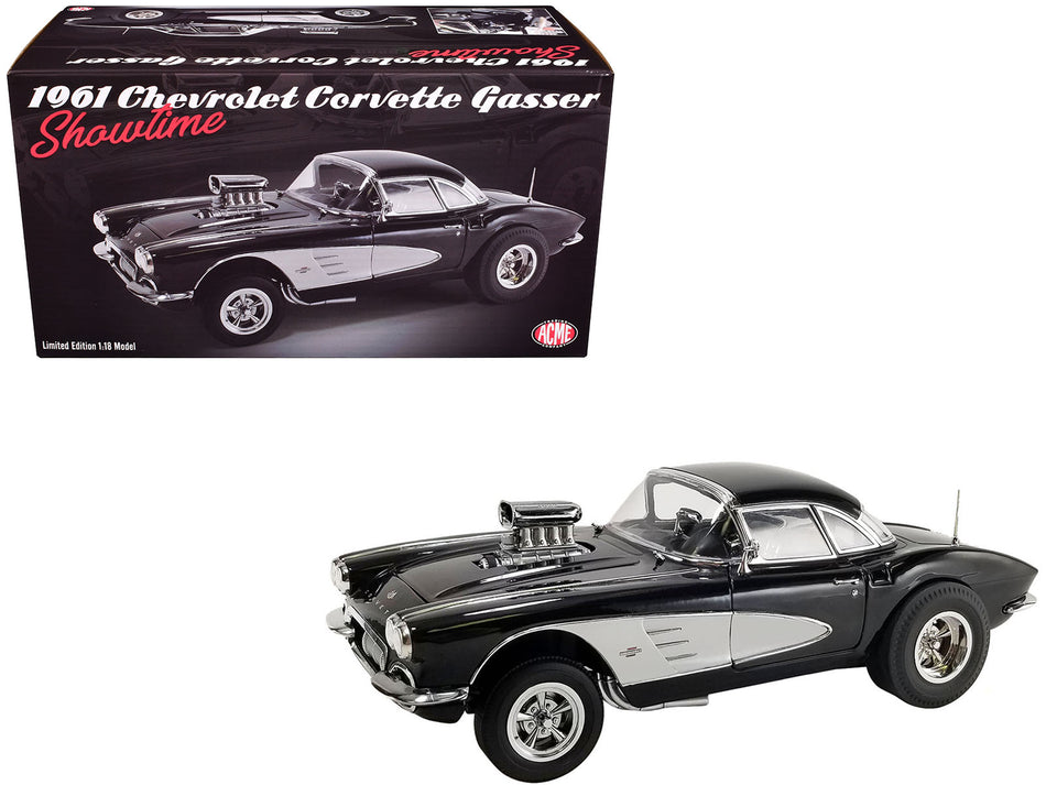 1961 Chevrolet Corvette Gasser "Showtime" Black Limited Edition to 318 pieces Worldwide 1/18 Die Cast Model Car by ACME