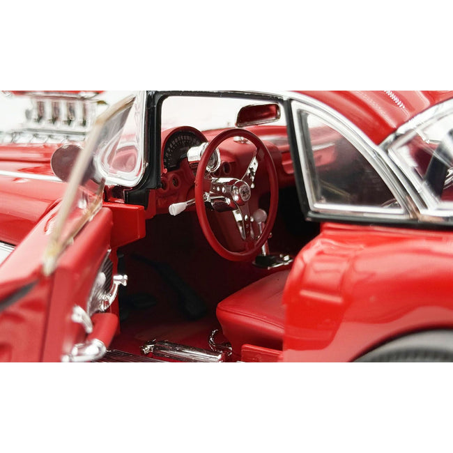 1961 Chevrolet Corvette Gasser Roman Red with Red Interior Limited Edition to 300 pieces Worldwide 1/18 Diecast Model Car by ACME