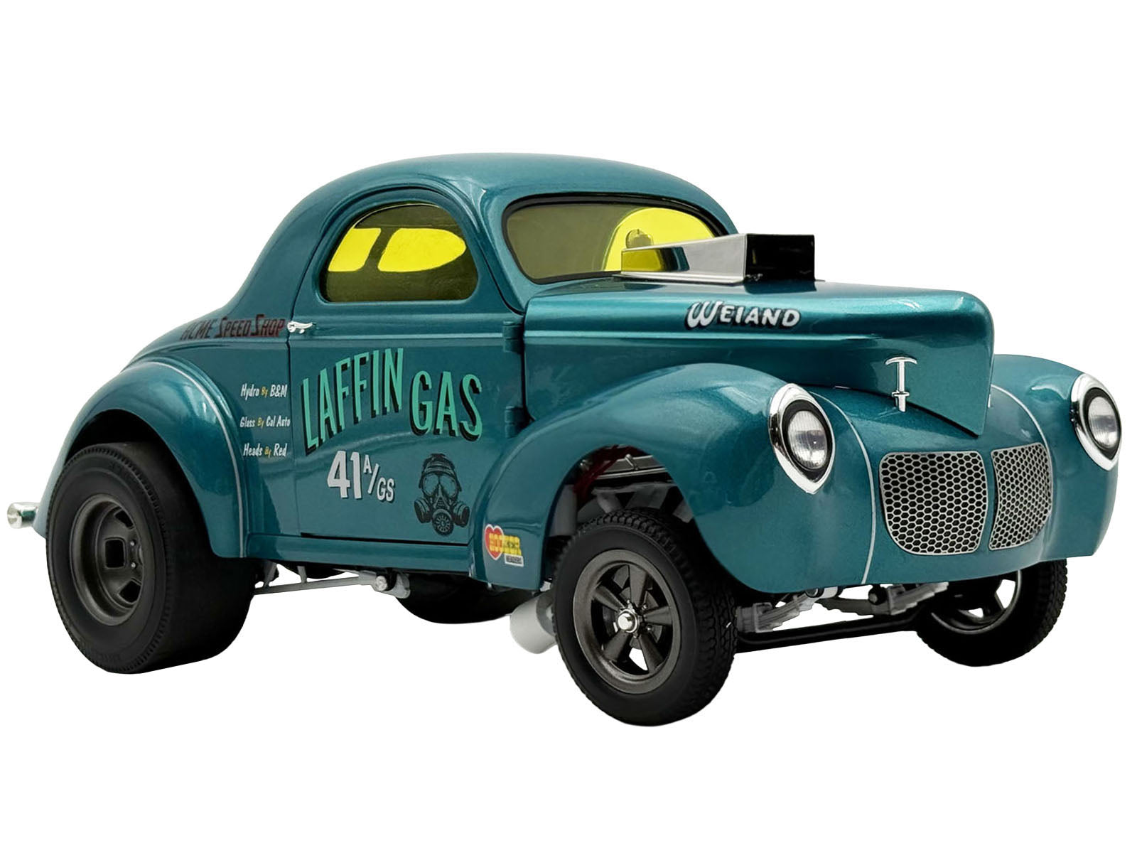 1940 Gasser "Laffin Gas" Teal Metallic with Graphics Limited Edition to 306 pieces Worldwide 1/18 Diecast Model Car by ACME