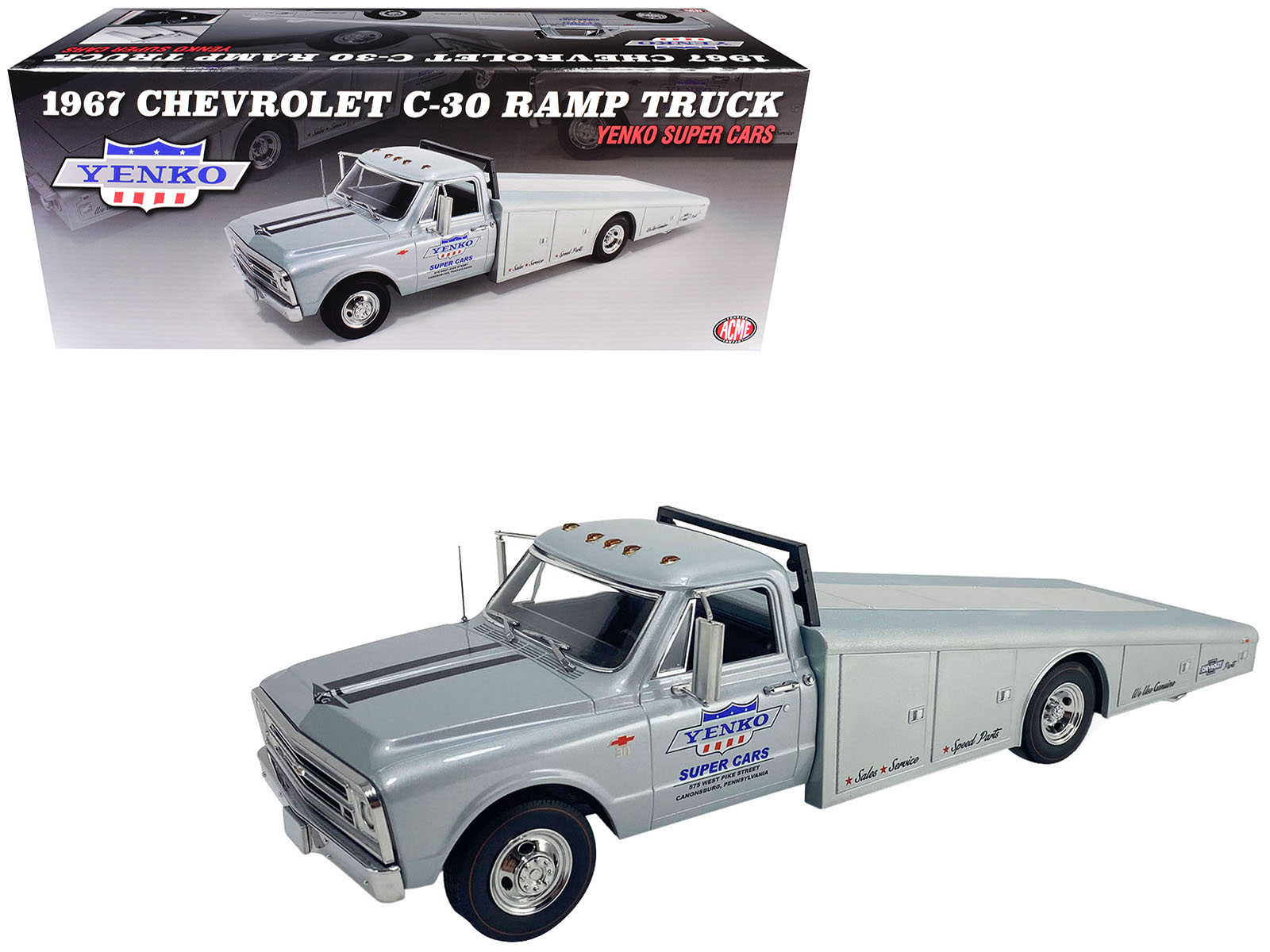 1967 Chevrolet C-30 Ramp Truck "Yenko Super Cars" Silver Metallic Limited Edition to 248 pieces Worldwide 1/18 Diecast Model Car by ACME
