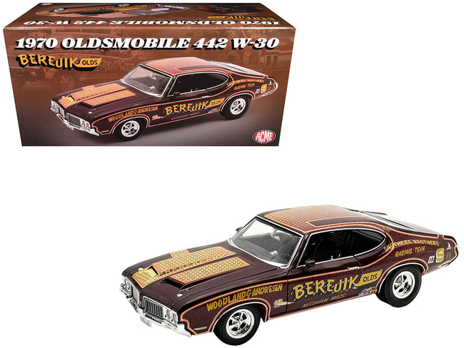 1970 Oldsmobile 442 W30 "Berejik Olds" Brown with Gold Graphics Limited Edition to 402 pieces Worldwide 1/18 Diecast Model Car by ACME
