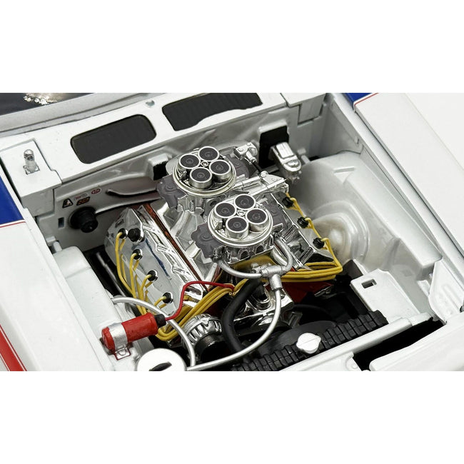 1970 Plymouth HEMI Cuda "Street Machine" White with Red and Blue Stripes Limited Edition to 366 pieces Worldwide 1/18 Diecast Model Car by ACME