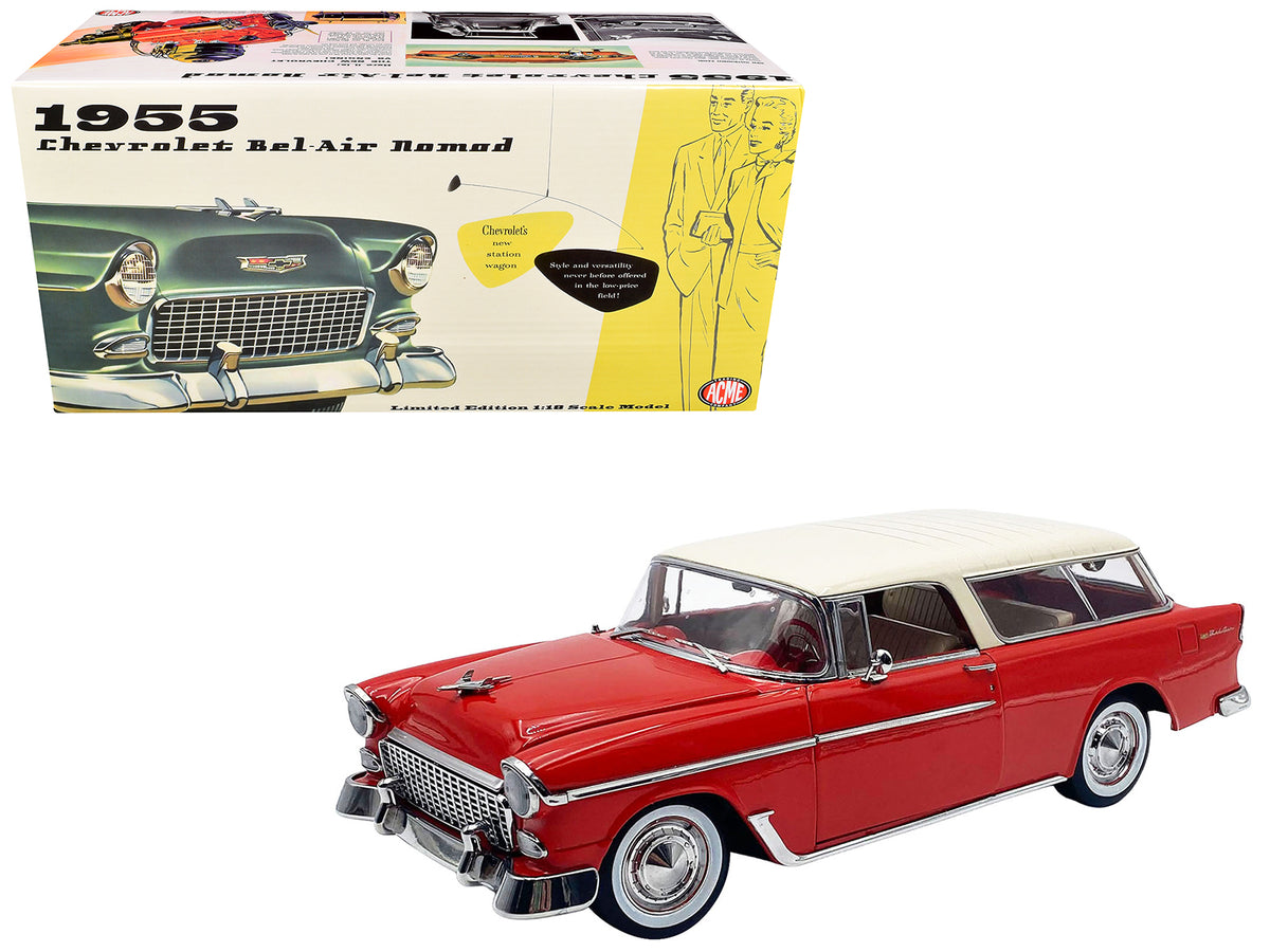 1955 Chevrolet Bel Air Nomad Red with Cream Top Limited Edition to 958 pieces Worldwide 1/18 Diecast Model Car by ACME
