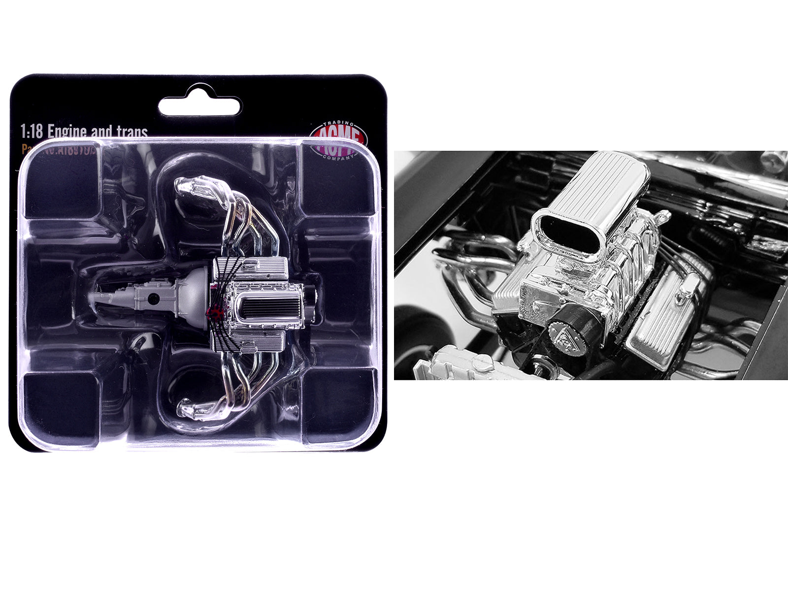 Blown 427 Engine & Transmission Replica from "1957 Chevrolet 150 Gasser" 1/18 Model by ACME