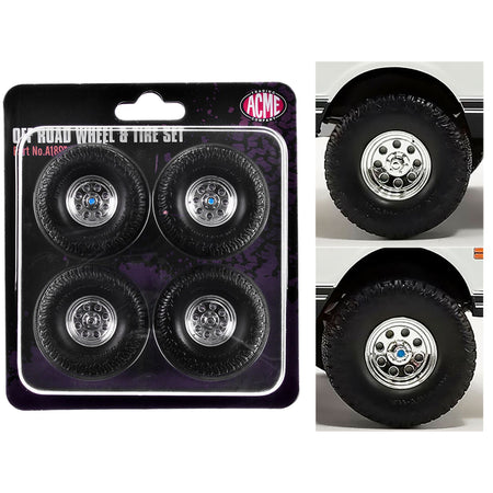 "Offroad" 35" Mag Wheel and Tire Set of 4 pieces from 1971 Chevrolet K5 Blazer for 1/18 Scale Models by ACME