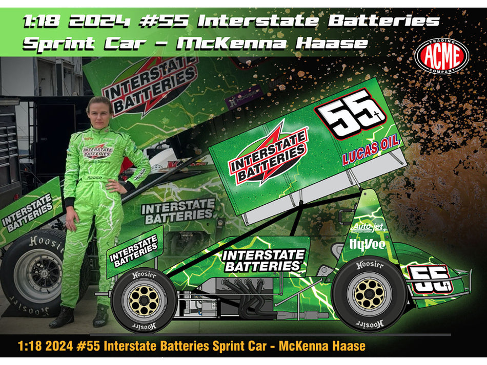 Winged Sprint Car #55 McKenna Haase "Interstate Batteries" McKenna Haase Racing (2024) 1/18 Diecast Model Car by ACME