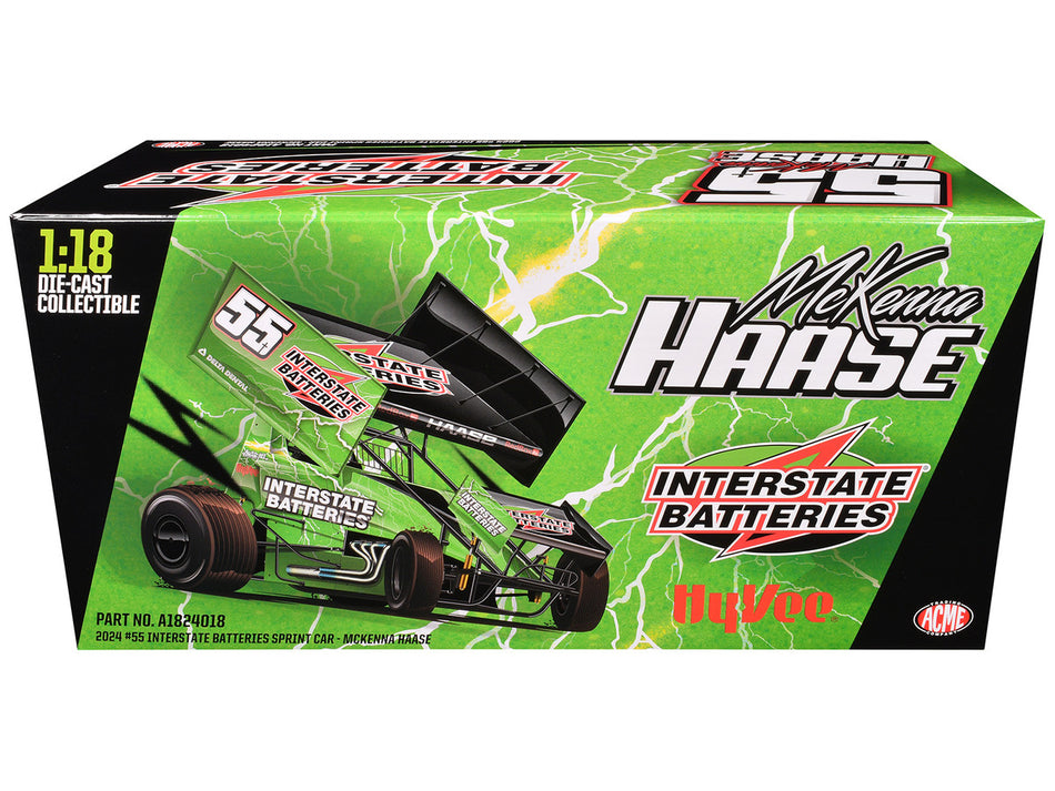 Winged Sprint Car #55 McKenna Haase "Interstate Batteries" McKenna Haase Racing (2024) 1/18 Diecast Model Car by ACME