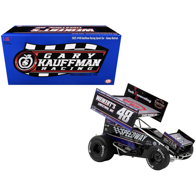 Winged Sprint Car #48 Danny Dietrich "Weikert's Livestock - Speedway Cars" Gary Kauffman Racing (2025) 1/18 Diecast Model Car by ACME