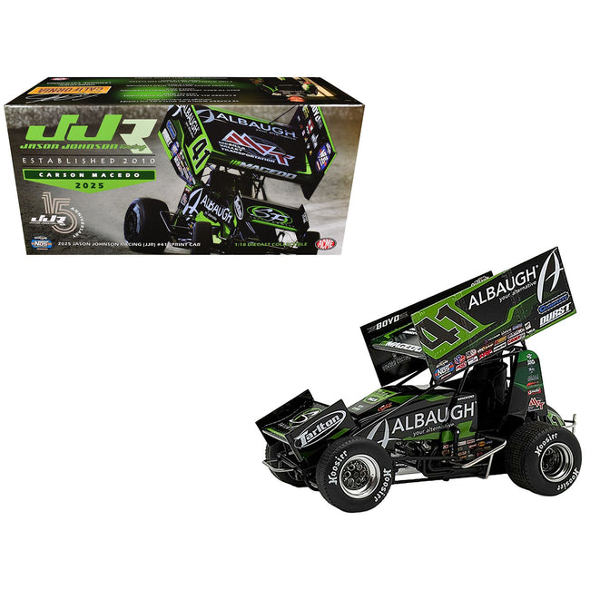 Winged Sprint Car #41 Carson Macedo "Albaugh" Jason Johnson Racing (2025) 1/18 Diecast Model Car by ACME