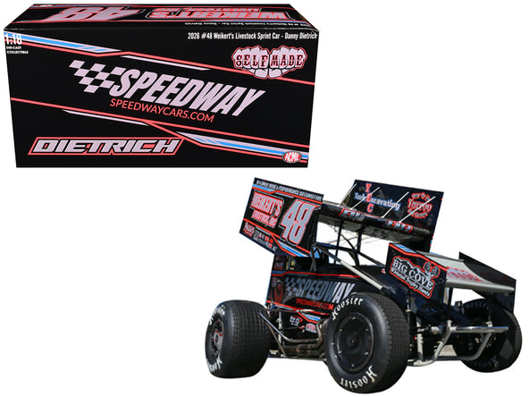 Winged Sprint Car #48 Danny Dietrich "Weikert's Livestock - Speedway Cars" (2026) 1/18 Diecast Model Car by ACME