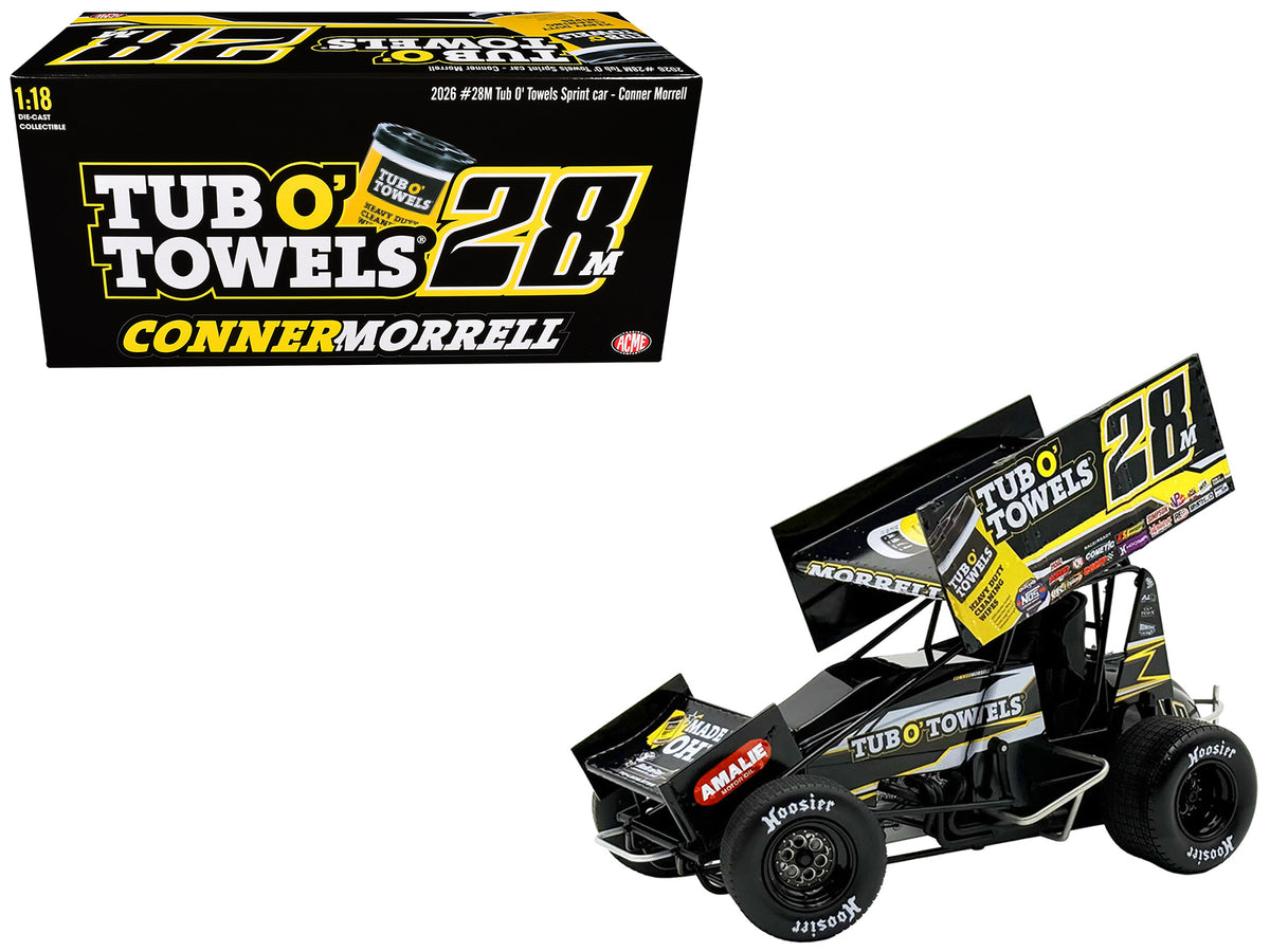 Winged Sprint Car #28M Conner Morrell "Tub O' Towels" (2026) 1/18 Diecast Model Car by ACME
