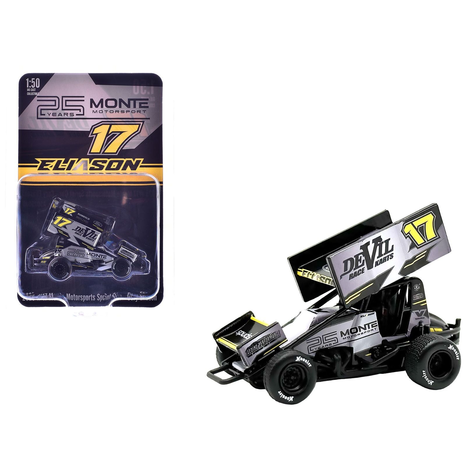 Winged Sprint Car #17 Cory Eliason "Devil Race Karts" Monte Motorsports (2025) 1/50 Diecast Model Car by ACME