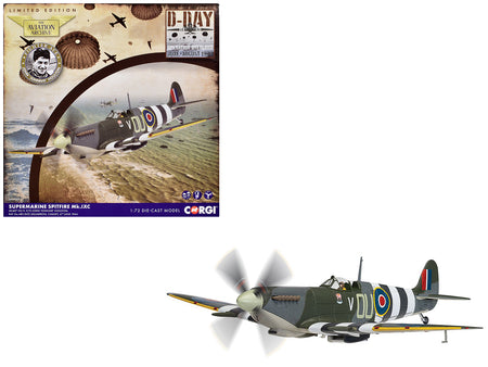 Supermarine Spitfire MkIXe Fighter Aircraft "ML407 Sq Ldr John 'Johnnie' Houlton No.485 Sqn Chailey" (1944) British Royal Air Force "The Aviation Archive" Series 1/72 Diecast Model by Corgi